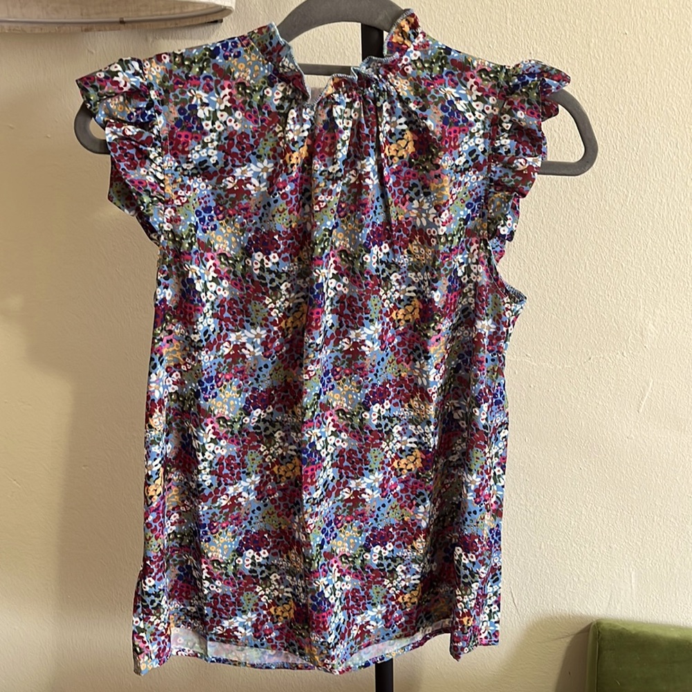Ruffle sleeve high neck top